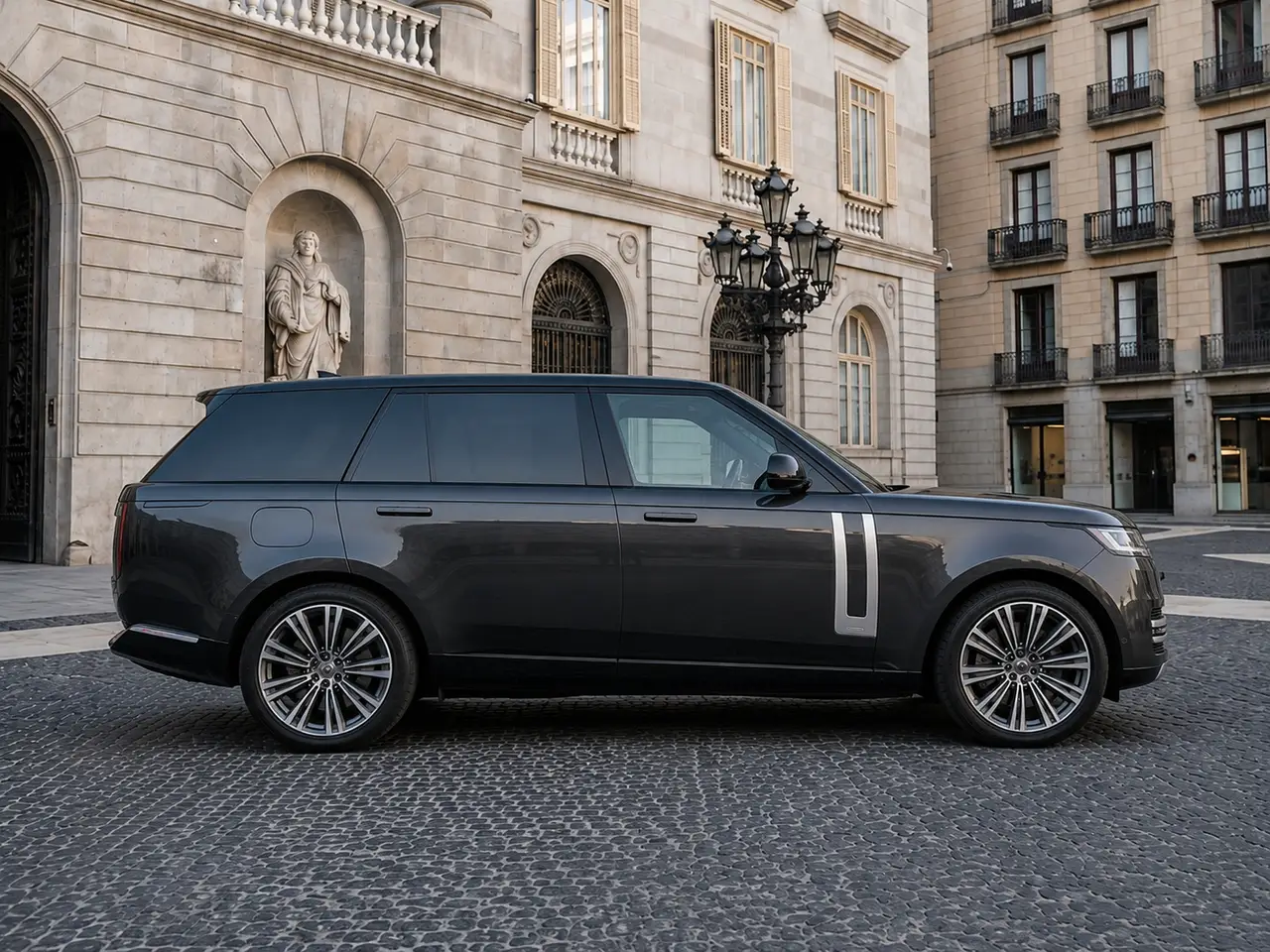Rover Range Rover Autobiography P530 2026, front view — Barcelona Luxury Car Rental, Barcelona. The 2026 Range Rover Autobiography P530 carries its 530 hp with the kind of restraint…