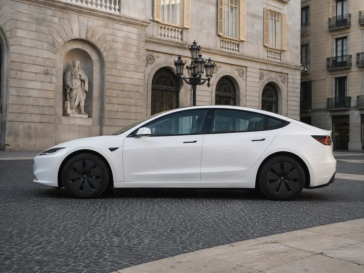 Tesla Model 3 Performance 2026, exterior — Barcelona Luxury Car Rental, Barcelona. The 2026 Tesla Model 3 Performance pairs 510 hp with instant electric response,…