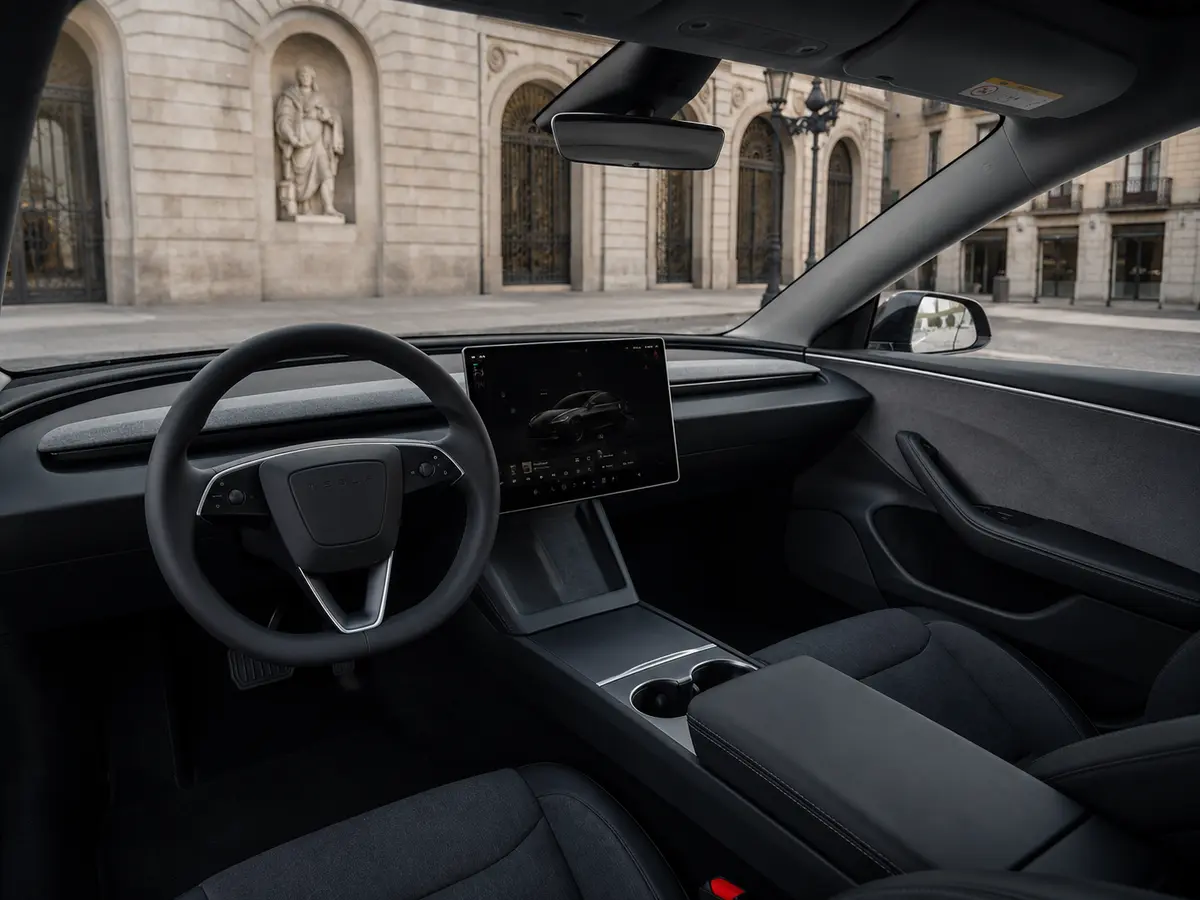 Tesla Model 3 Performance 2026, interior — Barcelona Luxury Car Rental, Barcelona. The 2026 Tesla Model 3 Performance pairs 510 hp with instant electric response,…