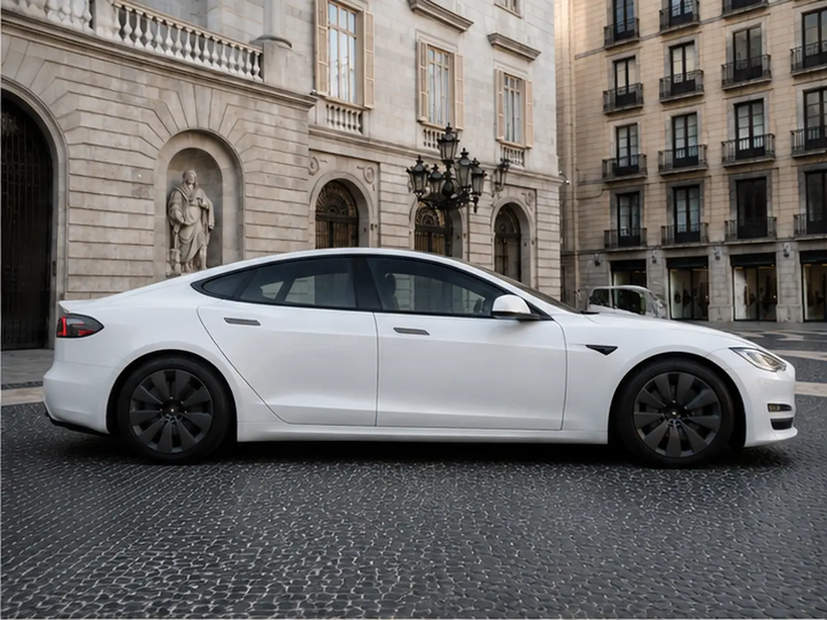 Tesla Model S Plaid 2025, front view — Barcelona Luxury Car Rental, Barcelona. The 2025 Tesla Model S Plaid delivers 1020 hp through a tri-motor electric setup,…