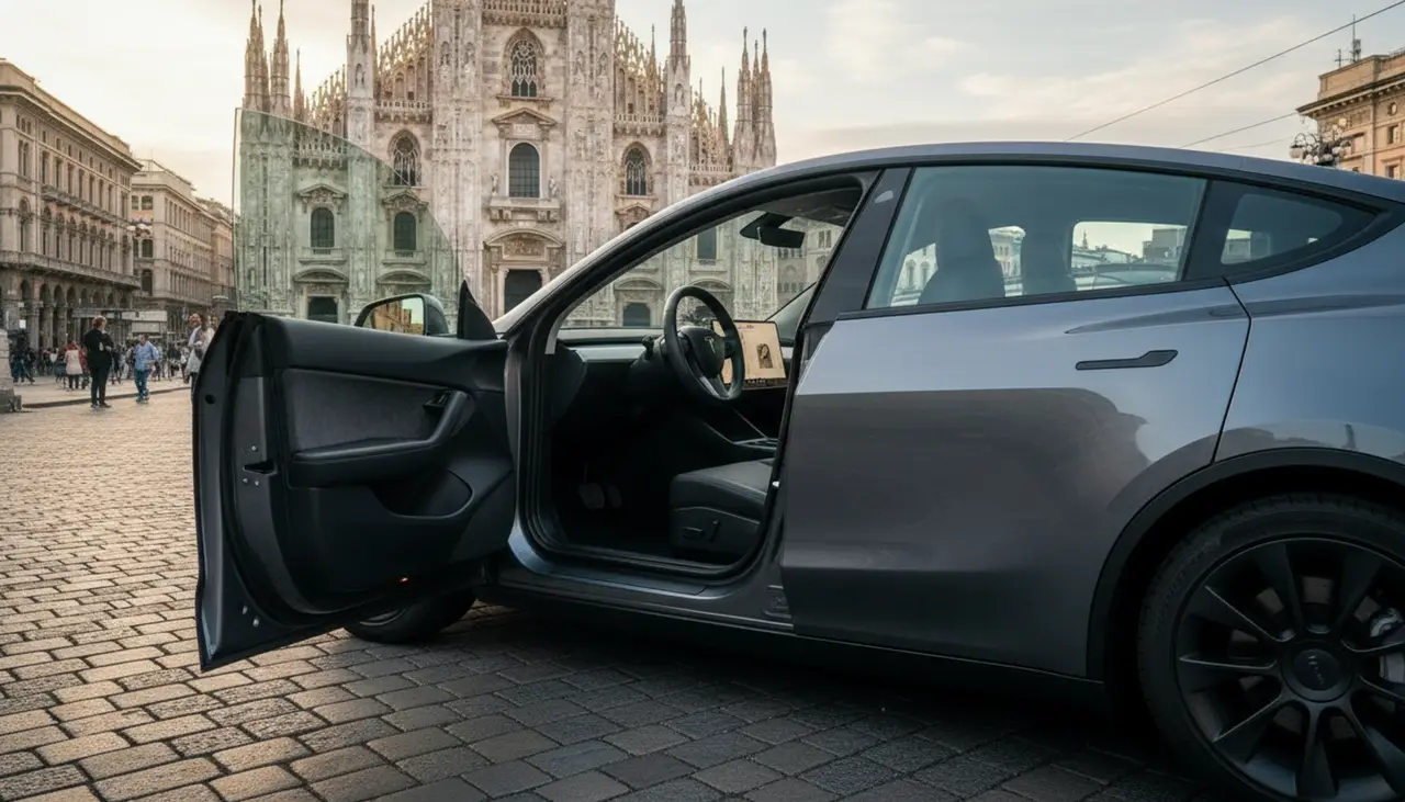 Tesla Model Y Long Range 2023, interior — Barcelona Luxury Car Rental, Barcelona. The 2023 Tesla Model Y Long Range pairs 378 hp with the smooth, immediate delivery…