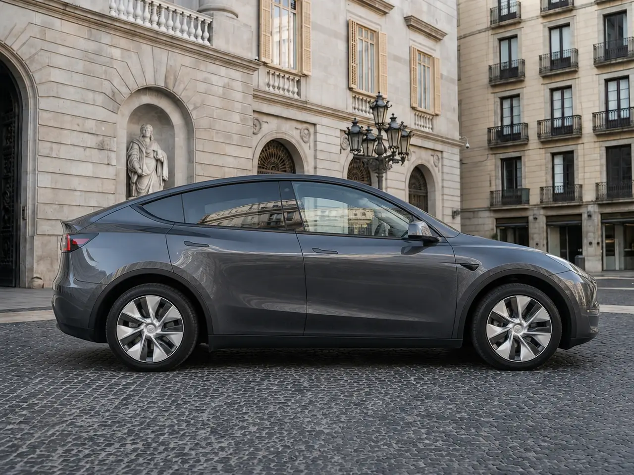 Tesla Model Y Long Range 2023, front view — Barcelona Luxury Car Rental, Barcelona. The 2023 Tesla Model Y Long Range pairs 378 hp with the smooth, immediate delivery…